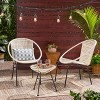 Java 3pc Faux Rattan Modern Chat Set: White, Weather-Resistant, 2 Arm Chairs & Accent Table - Christopher Knight Home - 2 of 4