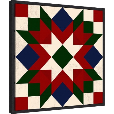 Christmas Barn Quilt IV Red Green and White Canvas Print
