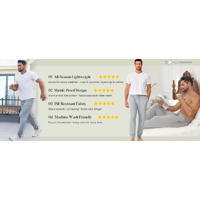 Ekouaer Men's Pajama Pants, Lightweight Loungewear, Comfy Jogger Sleep Pant Long Pj Bottoms with Drawstring & Pockets