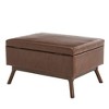 Okak Square Storage Ottoman Bench Coffee Table Wooden Legs Upgrade Large Capacity Upholstered Foot Rest for Living Room, Hallway,Bedroom, Brown - 3 of 4