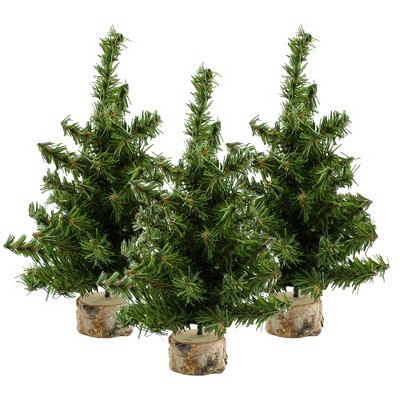 AuldHome Design Mini Christmas Trees, 3pk; Pine Tree Greenery Tabletop Holiday Decor