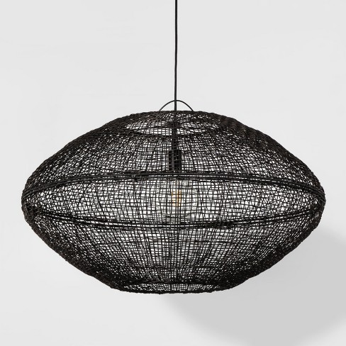 Natural Woven Oblong Pendant Lamp Includes Energy Efficient Light Bulb Leanne Ford Project 62