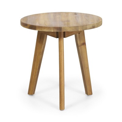 NAYSAYE Patio End Tables Marina Side Table with Trendy Round Top for Modern Outdoor Spaces, Beige, 15.75"*15.75"*16"