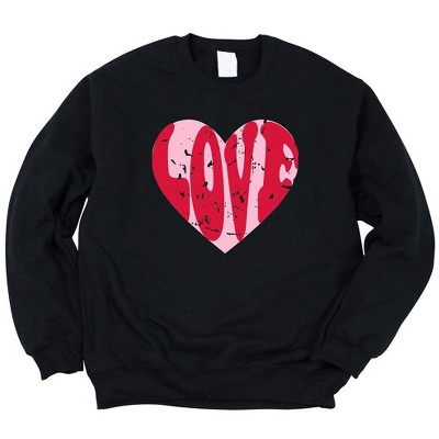 Simply Sage Market Women's Graphic Sweatshirt Pink Love Heart Distressed