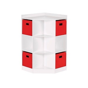 RiverRidge Kids' Corner Playroom Cabinet with 6 Toy Storage Cubbies and 3 Angled Shelves with 4 Fabric Bins - 1 of 4