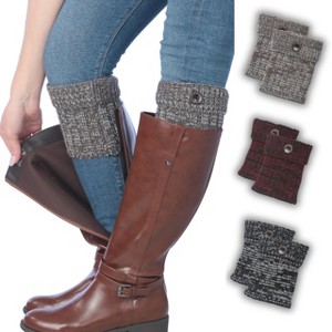 Tipi Toe Women's 3 Pairs Multicolors Patterned Textured Hues Knitted Leg Warmer Button Ragg Boot Cuffs - 1 of 4