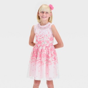 Zenzi Girls' Sleeveless 'Floral' Tulle Dress - Blush Pink - 1 of 3