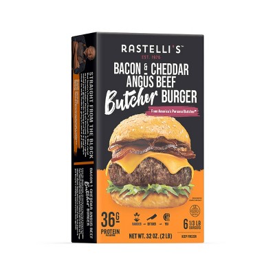 Rastelli's Angus Beef Bacon & Cheddar Butcher Burger - 2lbs/6ct