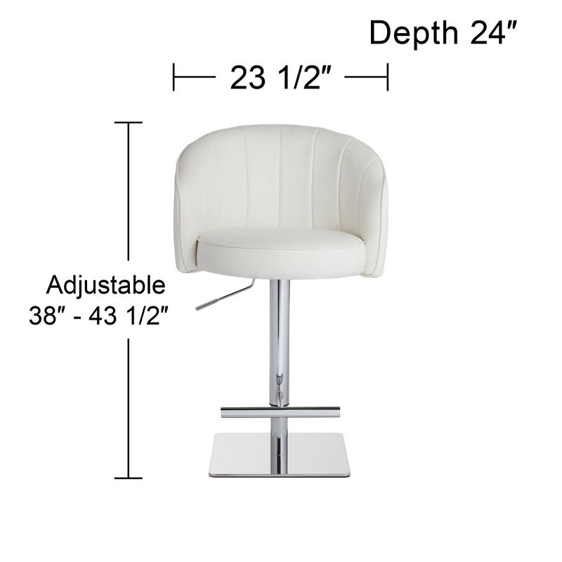 Studio 55D Chase Chrome Swivel Bar Stool 31" High Modern White Faux Leather Upholstered Cushion with Backrest Footrest for Kitchen Counter Height Home, 4 of 10