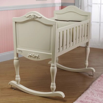 Image of Orbelle Venitan GaGa Wood Rocking Classic Bassinet Great For Nursery Bedroom Den Living Room - french white