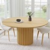 PexFix 60" Solid Wood Round Dining Table Kitchen Table for 6-8 with Tabletop & Textured Cylindrical Base for Living/Dining Room Coffee Office Natural - 2 of 4