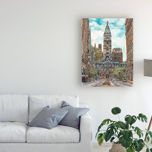 Melissa Wang 'Us Cityscape Philadelphia' Canvas Art - Trademark Fine Art - 1 of 3
