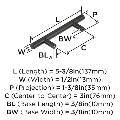 Matte Black Steel Bar Pulls with Mounting Hardware, 10 Pack