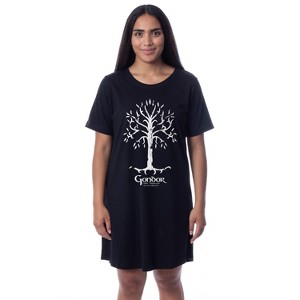 The Lord Of The Rings Womens' Gondor Nightgown Sleep Pajama Dress Black - 1 of 3