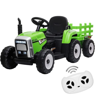 12V Kids Ride On Tractor with Trailer & Remote Control,Speed Up to 5mph