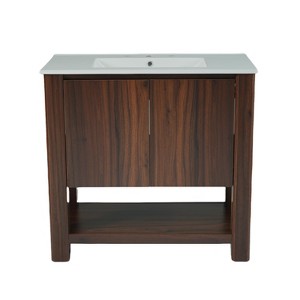 Ridstar 35.5 in. W Brown Bathroom Storage Cabinet with Large Storage Space and Doors - 1 of 4