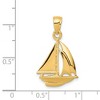 Black Bow Jewelry 14k Yellow Gold Polished Sailboat Pendant, 15mm - 4 of 4