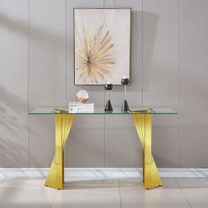 NicBex Modern Tempered Glass Top Console Table,Entryway Table with Mirror Stainless Steel Base,Foyer Tables for Entryway,Hallway,Living Room - 1 of 4
