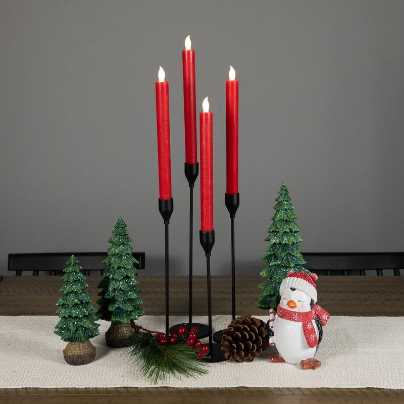 Northlight Set of 4 Red LED Flickering Christmas Flameless Taper Candles 9.75", 2 of 6