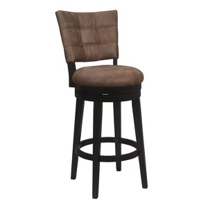 30" Kaede Wood and Upholstered Swivel Barstool Black/Chestnut - Hillsdale Furniture: Matte Finish, Faux Leather, Fixed Height - 1 of 4