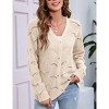 Coolmee Women's Lightweight Crochet Cardigan Casual V Neck Long Sleeve Button up Bolero Shrug Sweater - 2 of 4