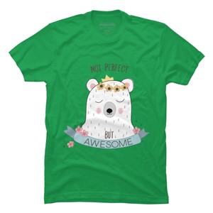 Men's Design By Humans I'm Awesome Flower Crown Polar Bear By T-Shirt - 1 of 2