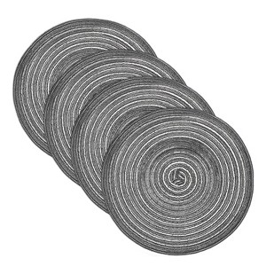 Unique Bargains Woven Braided Washable Decorative Round Placemat 4 Pcs - 1 of 4