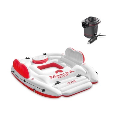 Intex Marina Breeze Island Raft w/ Built-In Cooler & 12 Volt Electric Air Pump
