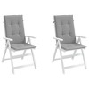 vidaXL Highback Chair Cushion Set of 2 Grey 100% Polyester - 4 of 4