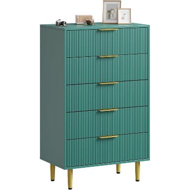 target green dresser COZONY Collection, Wooden Chest of Drawers with Metal Handles, Bedroom Living Room Storage Dresser with Anti-Tip Safety,5 Drawers : Occasion:Birthday Dresses