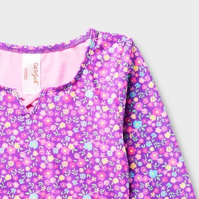 Cat & Jack Girls' Ditsy Floral Long Sleeve Bikini Set - Cat & Jack™ Purple S — фото 3