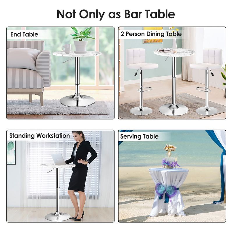 Costway Round Bistro Bar Table Height Adjustable 360-degree Swivel, 4 of 13