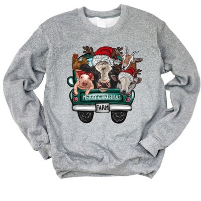 Simply Sage Market Women's Graphic Sweatshirt Merry Christmas Farm Truck