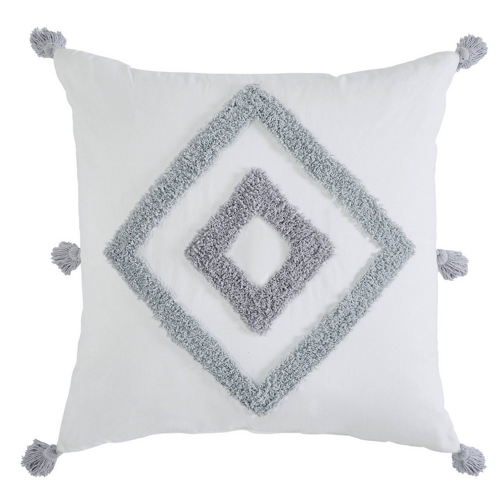 Photos - Pillow VCNY 20"x20" Oversize Tufted Boho Diamond Cotton Square Throw  White