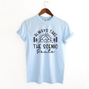 Simply Sage Market Women's Take The Scenic Route Horizon Short Sleeve Garment Dyed Tee - 1 of 2