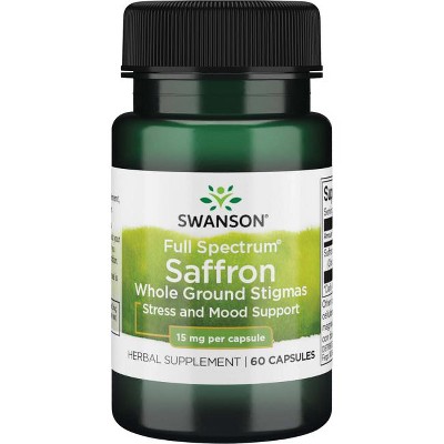 Swanson Herbal Supplements Full Spectrum Saffron Whole Ground Stigmas 15 mg Capsule 60ct.