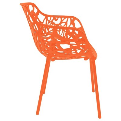 Devon Orange Aluminum Flower Design Dining Armchair Set