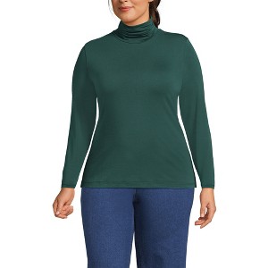 Lands' End Women's Lightweight Jersey Skimming Long Sleeve Turtleneck - 1 of 3