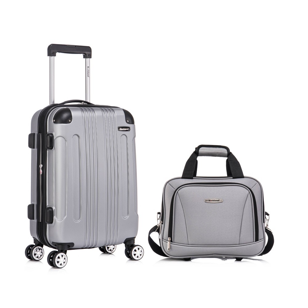 Rockland London Hardside Expandable Spinner Luggage Carry On Suitcase - Silver