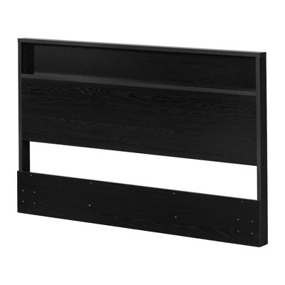 Black Oak Full Headboard with Storage Shelf