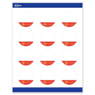 Avery Round Cards, 2" Diameter, Gold-Red Gift, Matte, 120ct