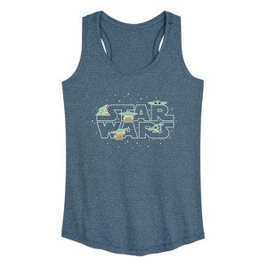 Women's - Star Wars - The Mandalorian Grogu Star Wars Graphic Racerback Tank - 1 of 4
