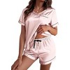 Ekouaer Silk Pajama for Women Short Sleeve Satin Pj Set Two Piece Soft Sleepwear Loungewear - 2 of 4