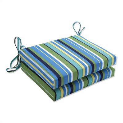 2-Piece Outdoor Square Edge Seat Cushions - Topanga Stripe - Pillow Perfect
