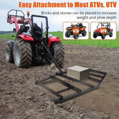 Wide Drag Harrow, Steel Driveway Drag with Pin Hitch, Tow Behind Landscape Leveling Rake 50lbs Max Heavy-Duty Lawn Leveling Tools