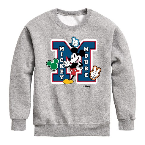 Boys Disney Mickey Mouse Graphic Long Sleeve Fleece Sweatshirt Athletic Heather Small