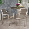 Dexmalle Set of 2 Modern Patio Aluminum Dining Chair with Faux Wood Seat,Gray - 3 of 4