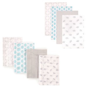 Luvable Friends Unisex Baby Cotton Flannel Burp Cloths and Receiving Blankets, 8-Piece, Elephant, One Size - 1 of 2