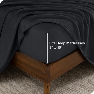 Full Black Microplush Polyester Deep Pocket Sheet Set