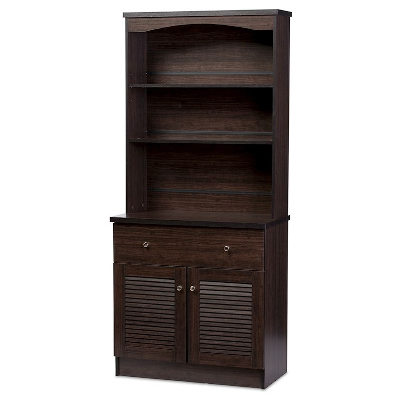 Agni Modern and Contemporary Buffet and Hutch Kitchen Cabinet - Dark Brown - Baxton Studio, 1 of 7